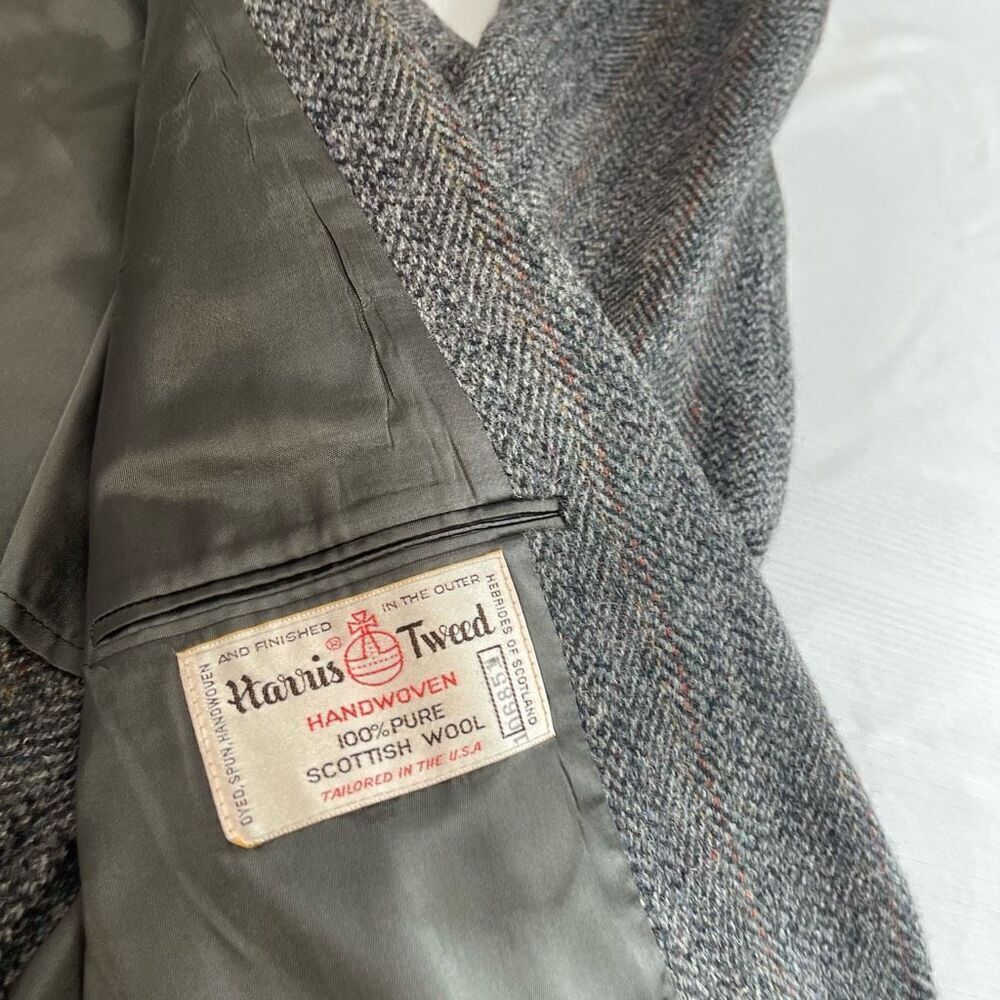 Harris Tweed VTG Grey Tweed 2 Button Blazer Size 42 - Picture 6 of 9